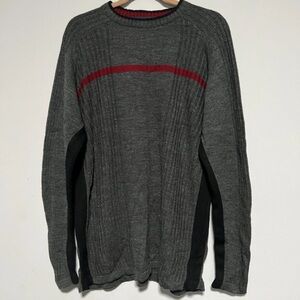 J. G. Hook Sweater Men's Size XLGray Red Knit Long Sleeve Crew Neck Pull Over